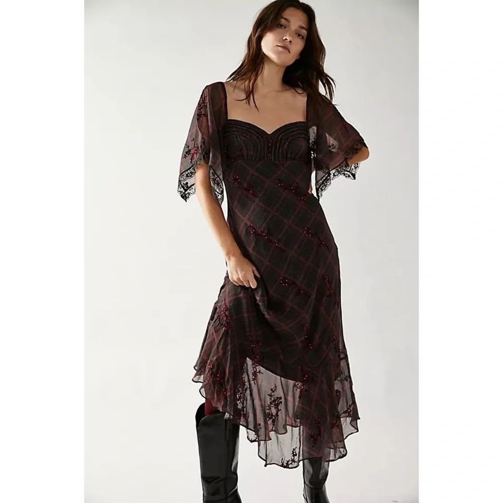 Free People Fallen Flowers Midi Dress